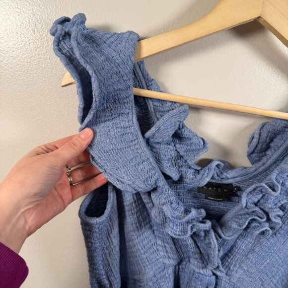 Hatch Maternity Sarah Midi Dress Size 4 XL Blue Ruffle Gauzy Comfy Breezy - Picture 7 of 13